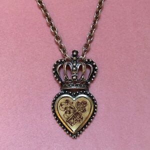 Classic Hardware Silver Plated Steampunk Tattoo Art Key Heart Crown Pendant